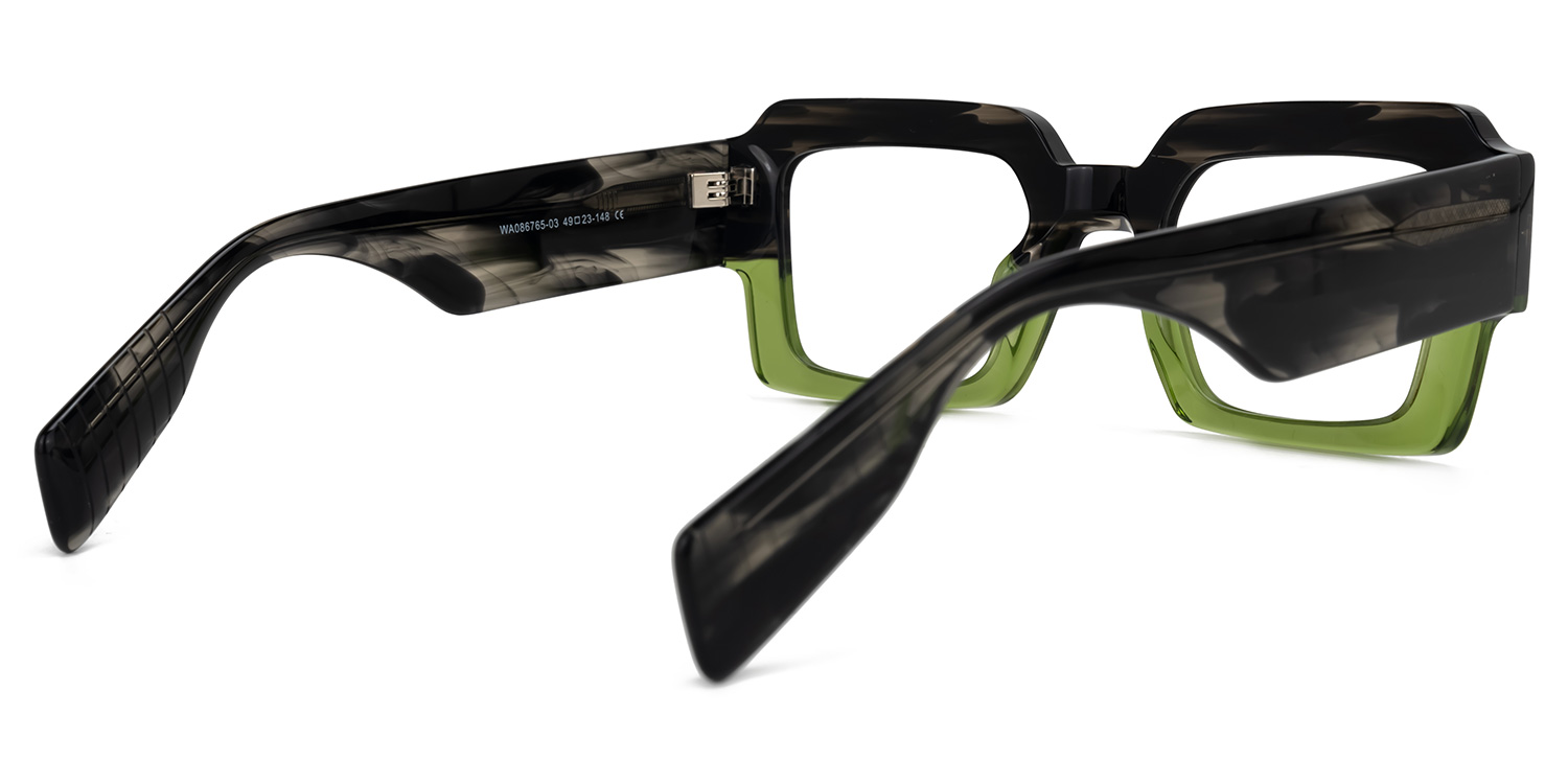 Bobbee Square Black-Green Glasses3