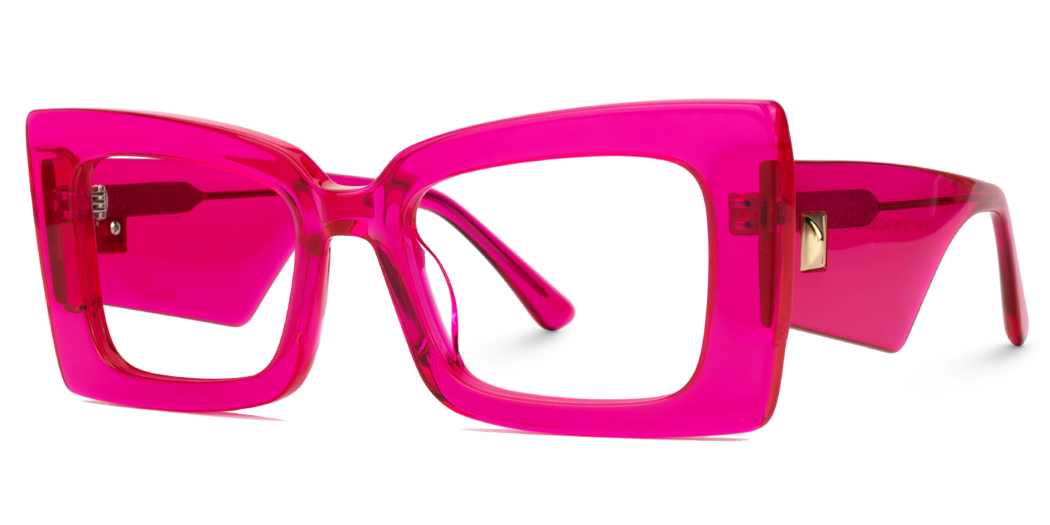 ZEELOOL Mitia Rectangle Neon-Pink Glasses