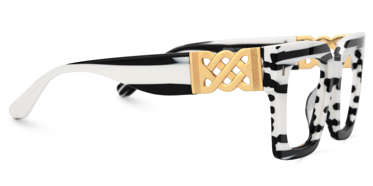 Cummings Square Black-White Striped Glasses2