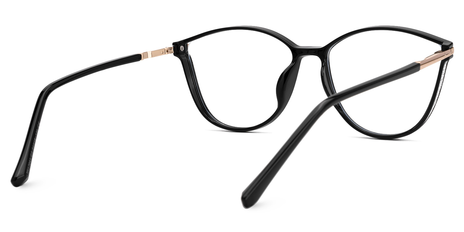 Keyshia Cateye Black Glasses in Thin Curved Corners3