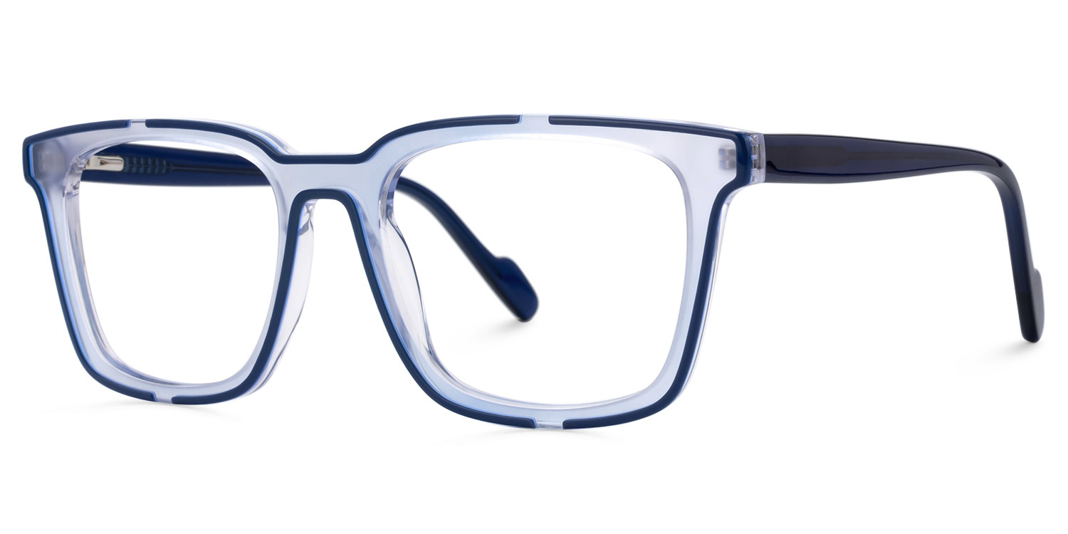 Blue Acetate Rectangle Eyeglasses- Hazeley1