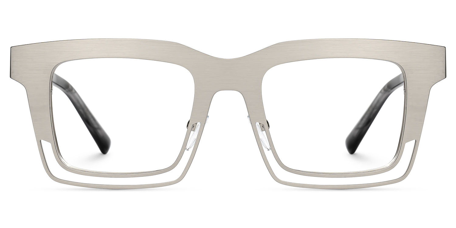 Evan Rectangle Silver Frame Eyeglasses for Males | Zeelool1