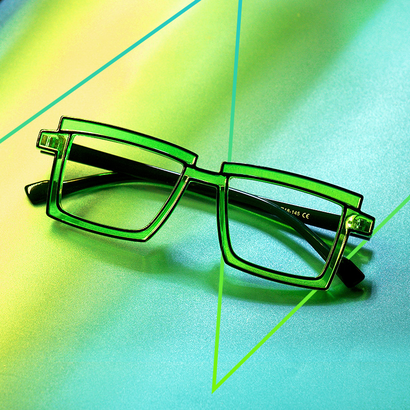 Zephyr Green Rectangle Glasses, Cyberpunk Style Frames4
