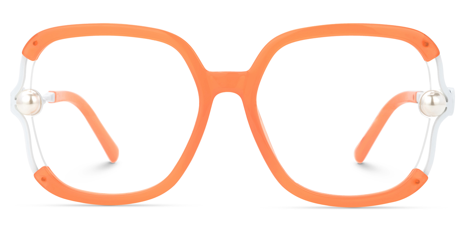 Jeania Orange Eyeglasses with Square Design0
