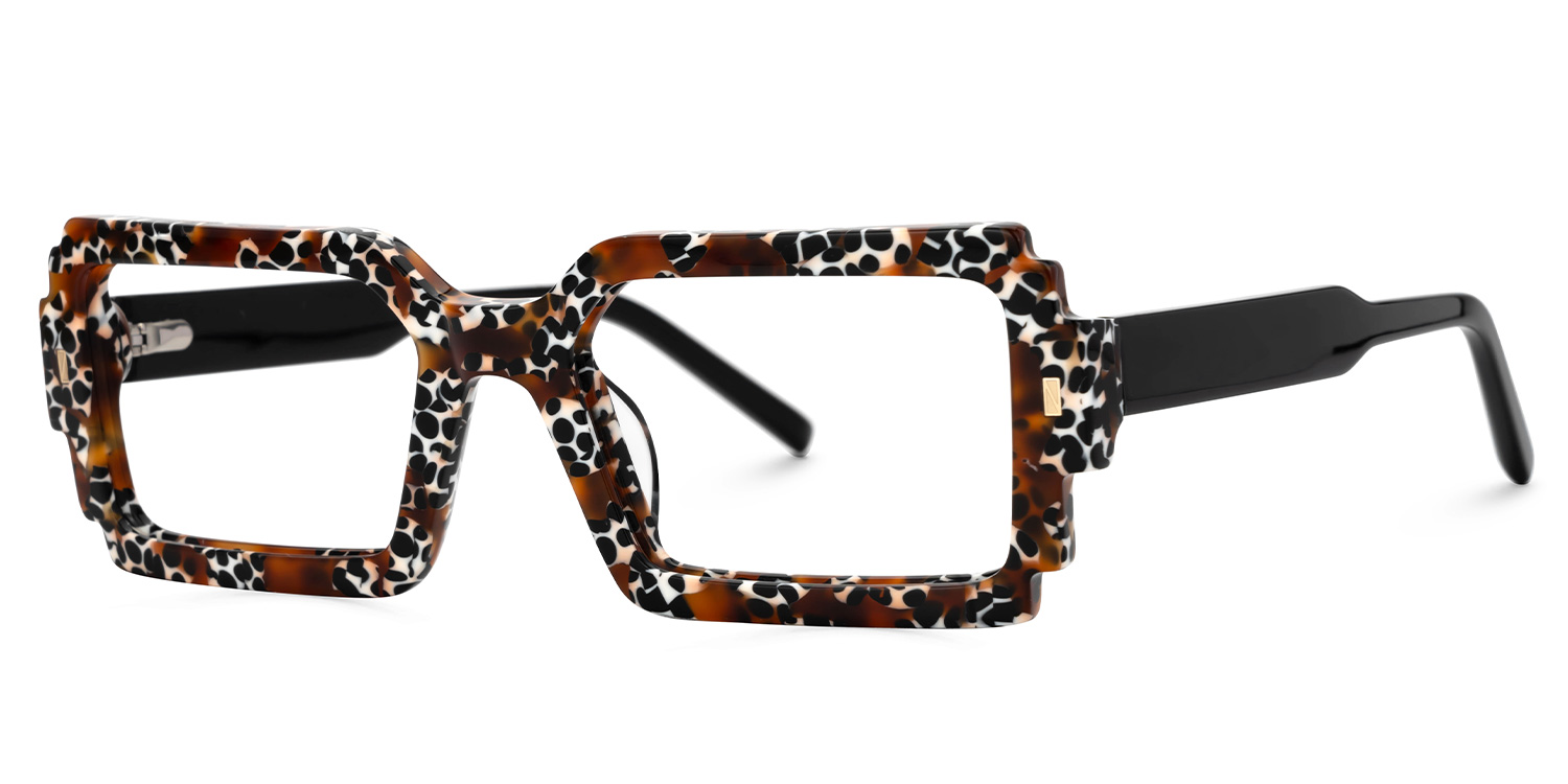 Rectangle Frederick Brown Leopard Print Eye Glasses1