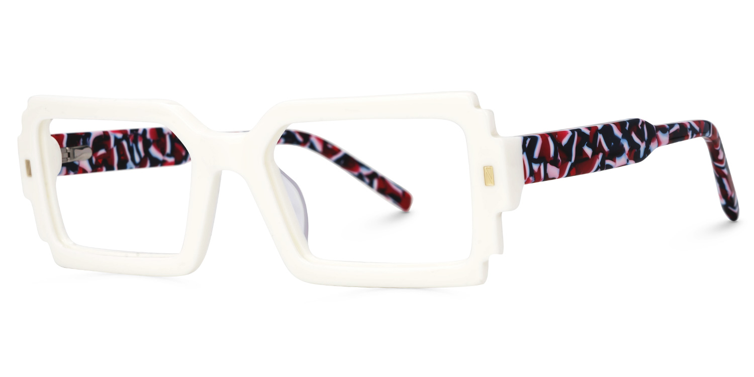 Frederick Fake White Glasses with Rectangle Frames1