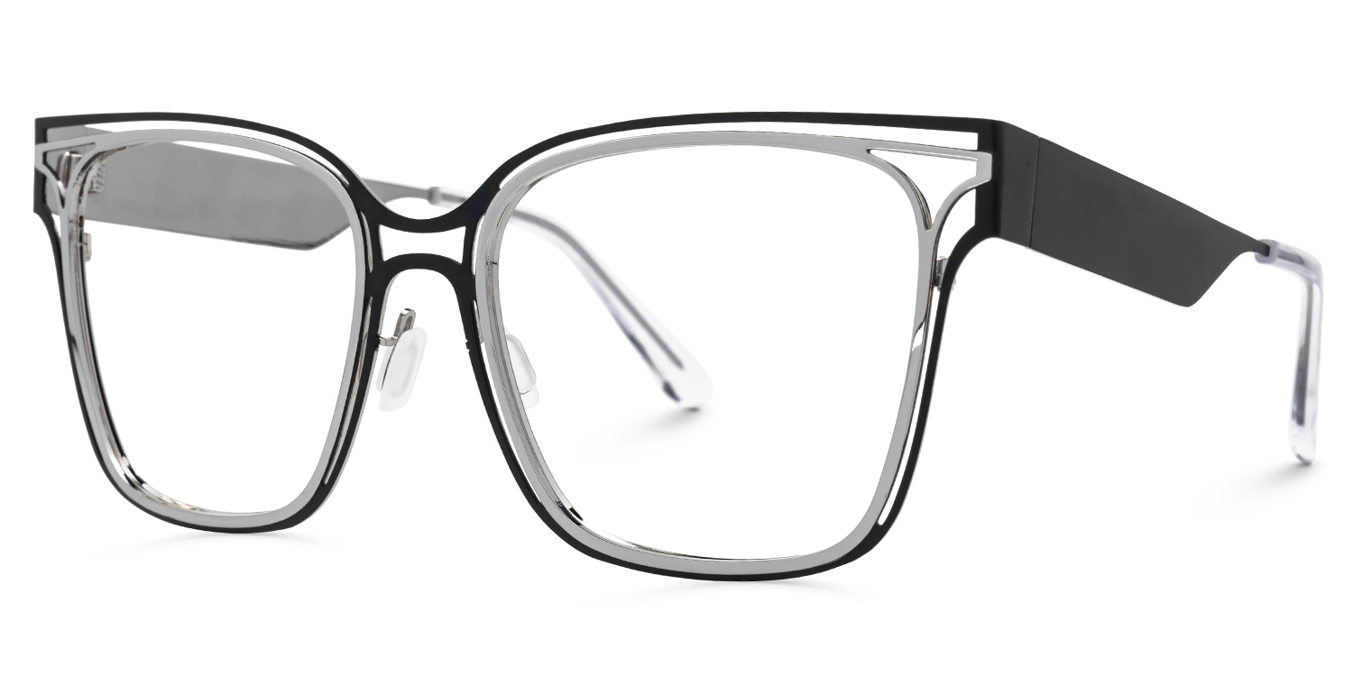Dacarine Square Black-Silver Glasses1