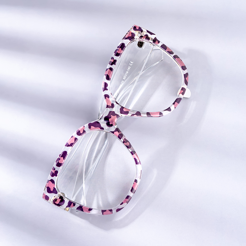 Reineke Purple Square Animal Print Eye Glasses0