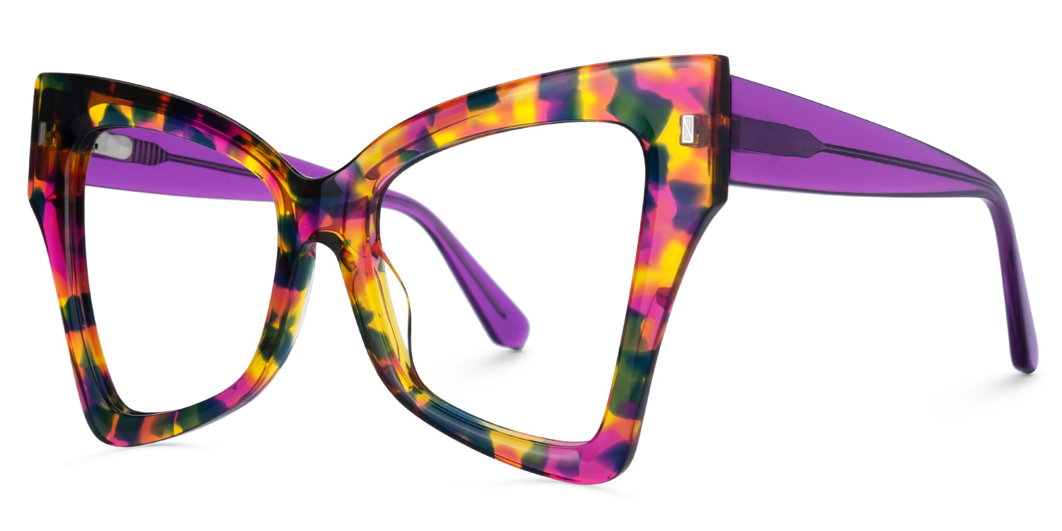 Migial Designer Eyeglasses in Butterfly Multicolor Frame1
