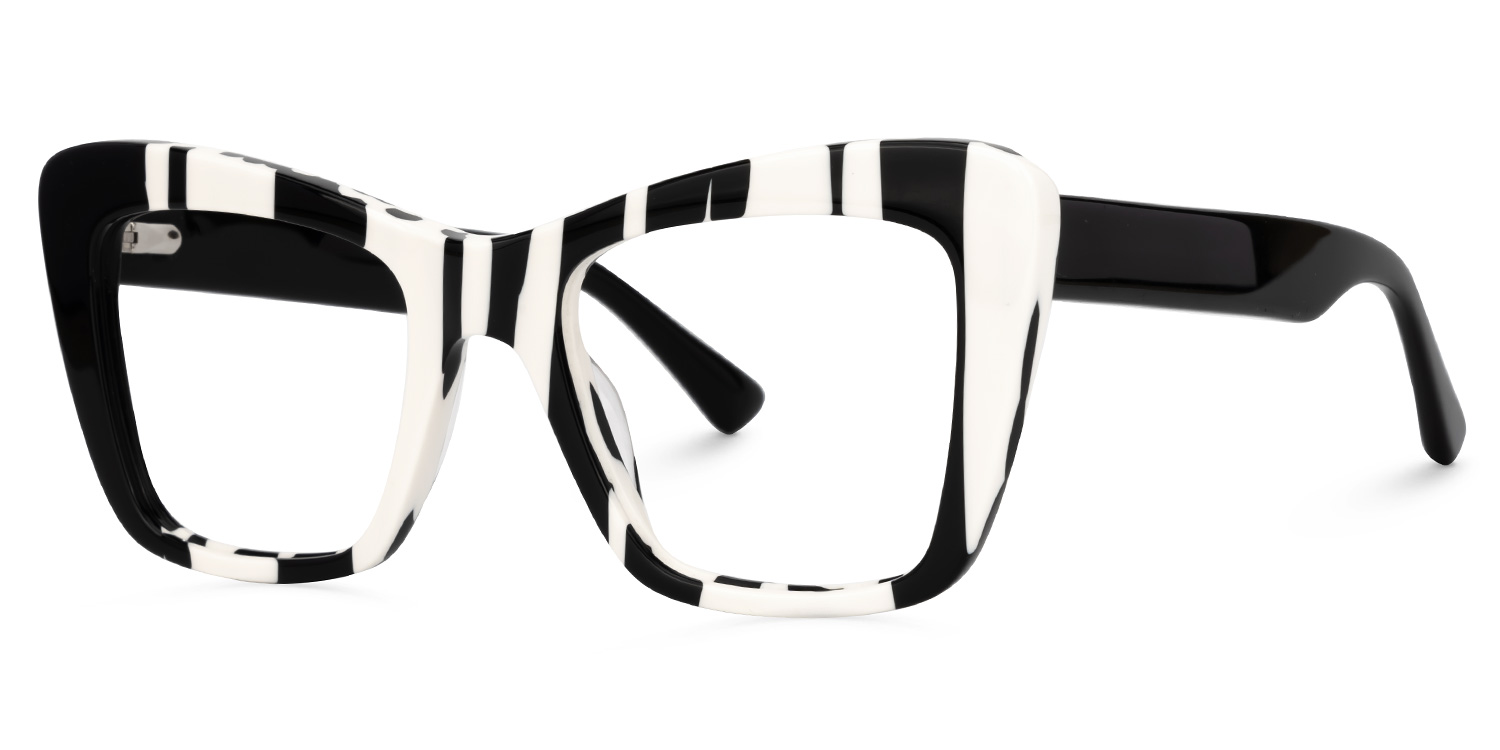 ZEELOOL Bethel Cateye Black-White Glasses