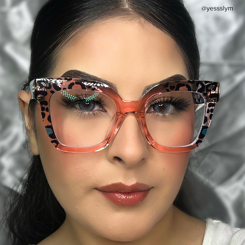 Malcolm Square PinkLeopard Glasses12