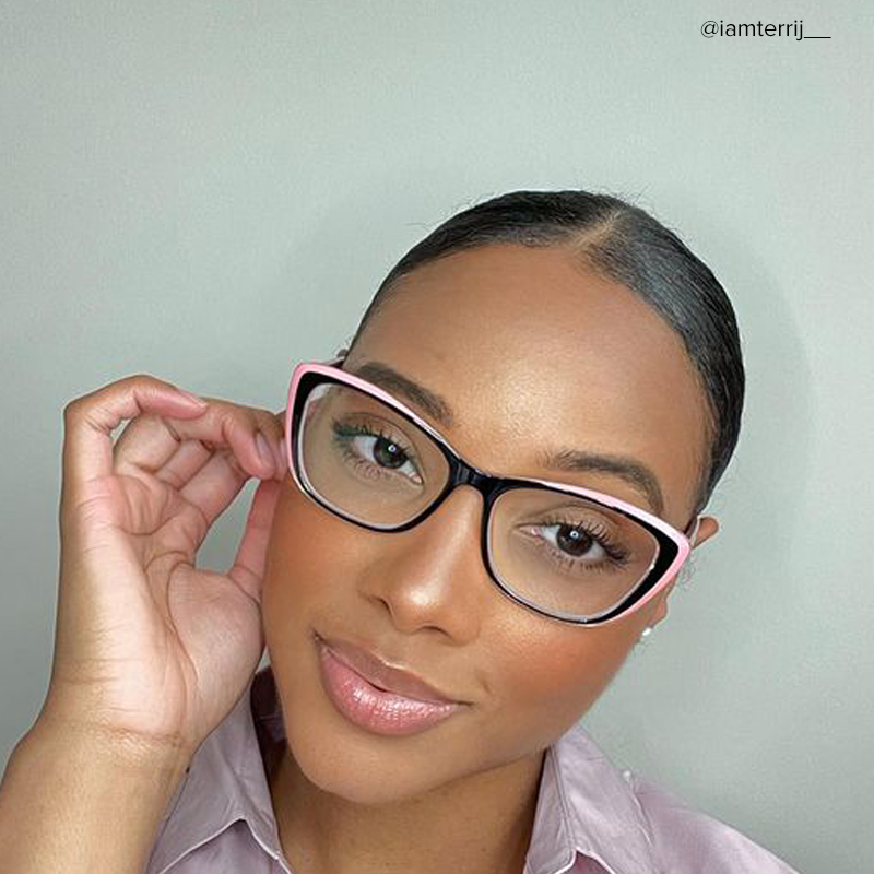 Fidelia Cat Eye Black and Pink Frame Glasses | Zeelool11