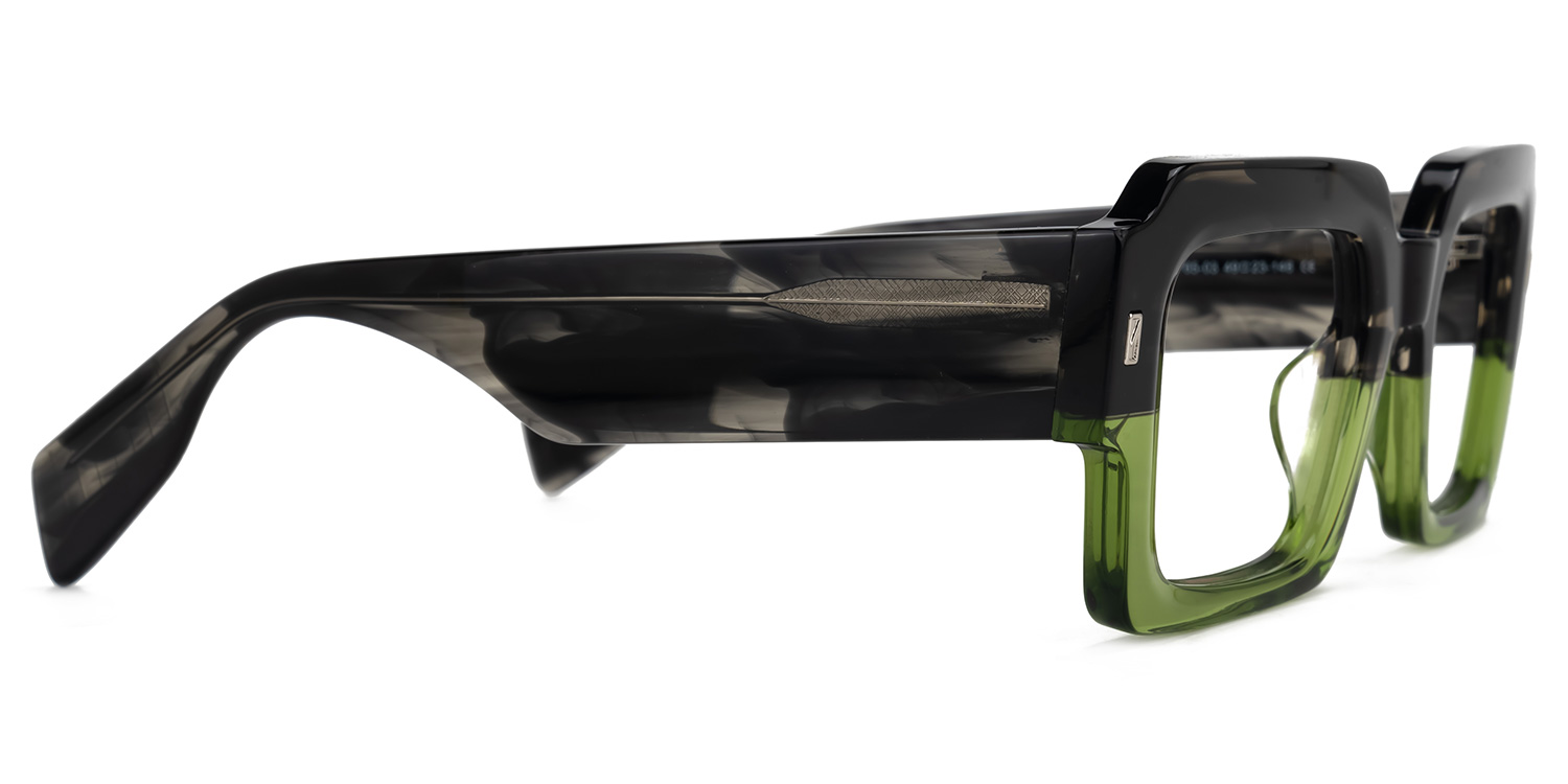 Bobbee Square Black-Green Glasses2