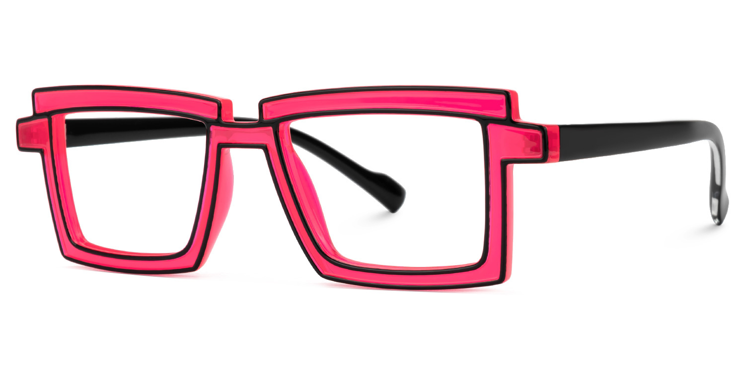 Zephyr Red Rectangle Eyeglasses with Cyberpunk Frame1