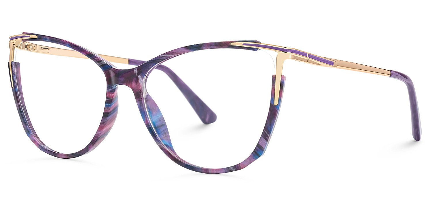 New Purple-Tortoise Color for Yomary Mixed-Material Eyeglasses  | Zeelool Optical1