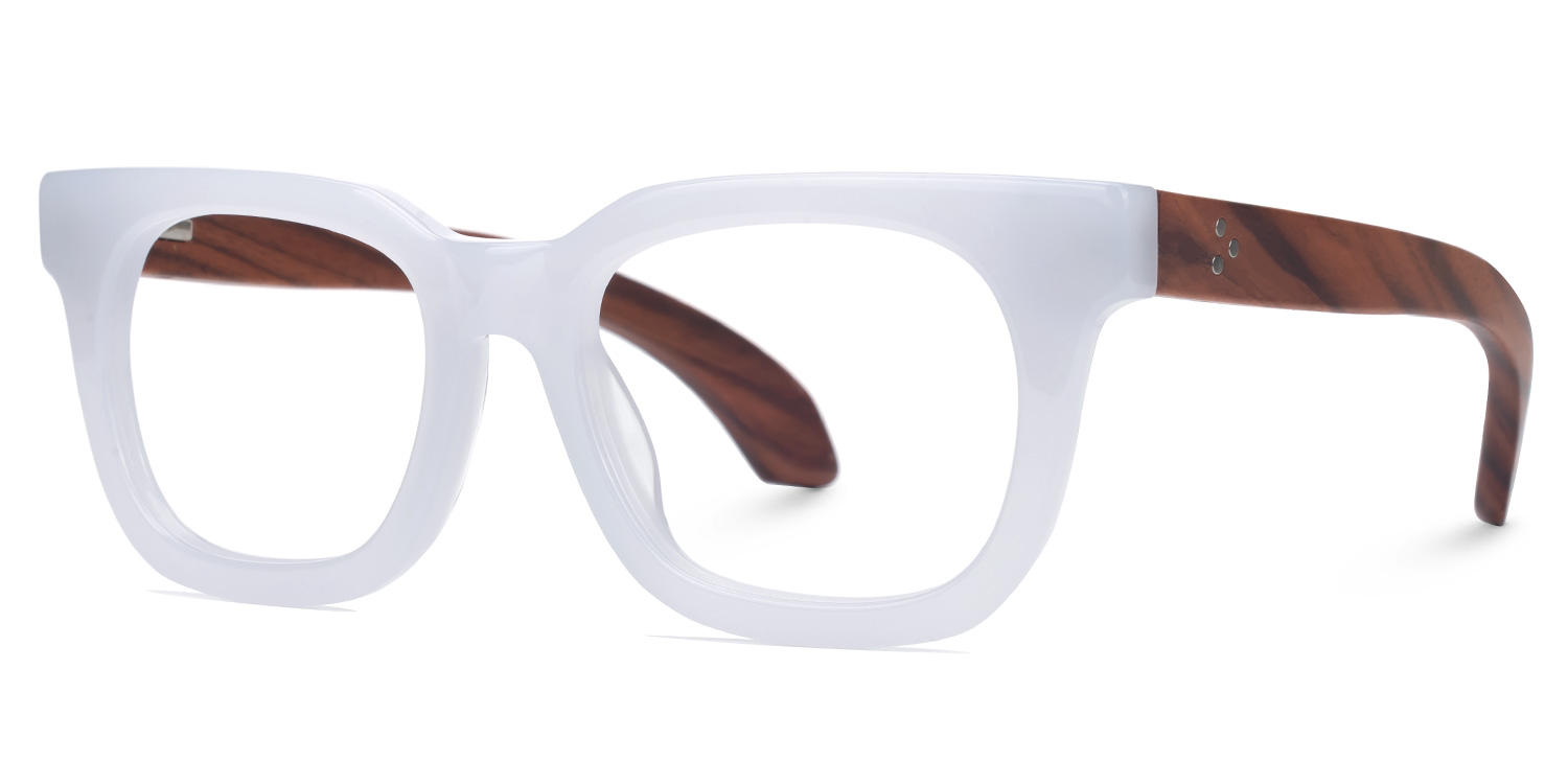 Diana Rectangle White Glasses1