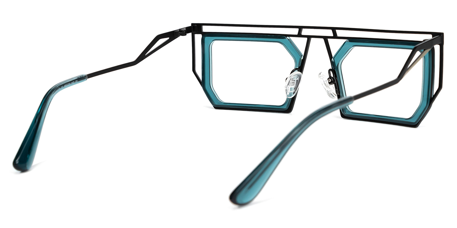 Nargis Rectangle Turquoise Glasses3