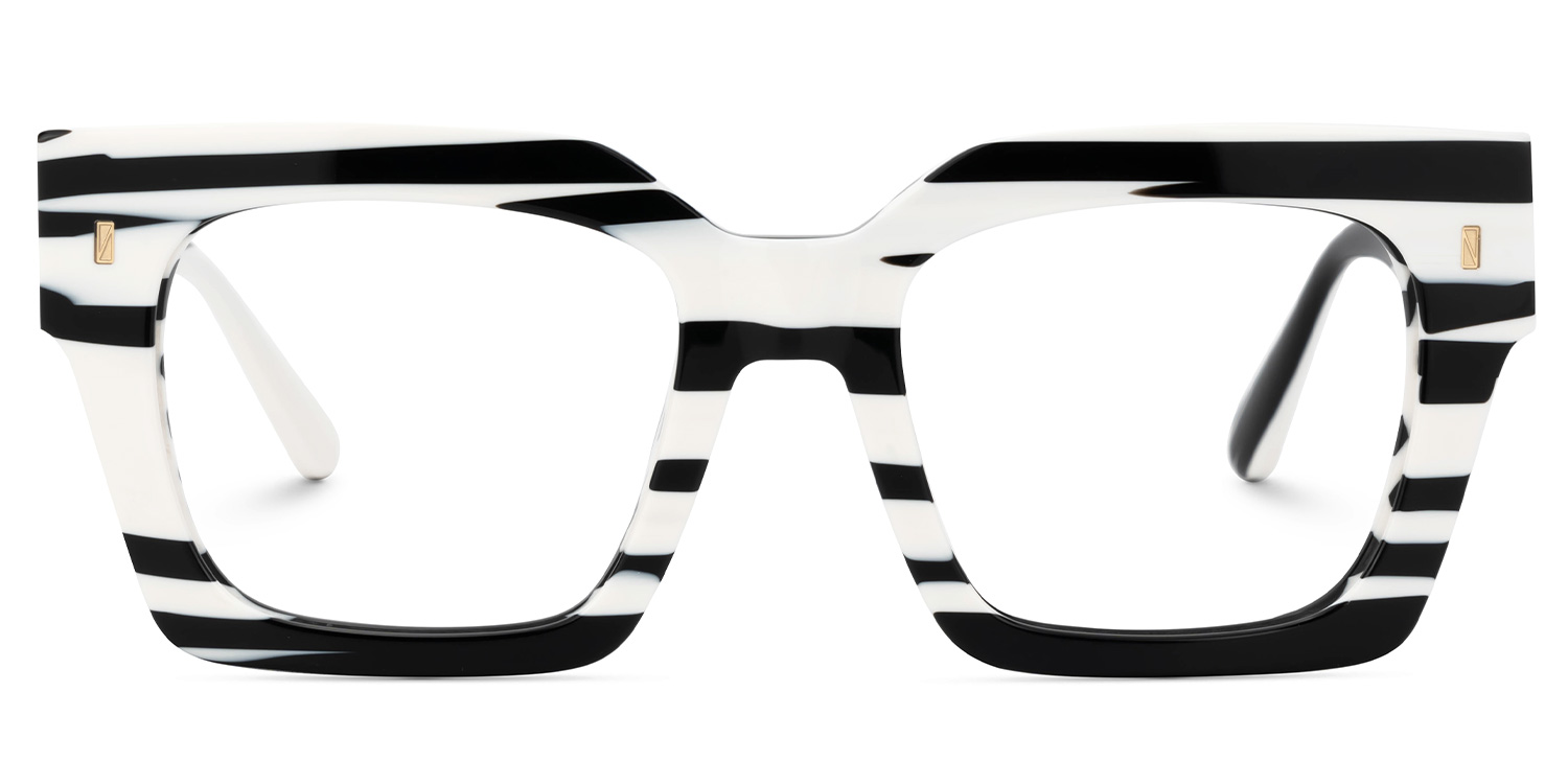 Cummings Square Black and White Striped Eyeglasses0