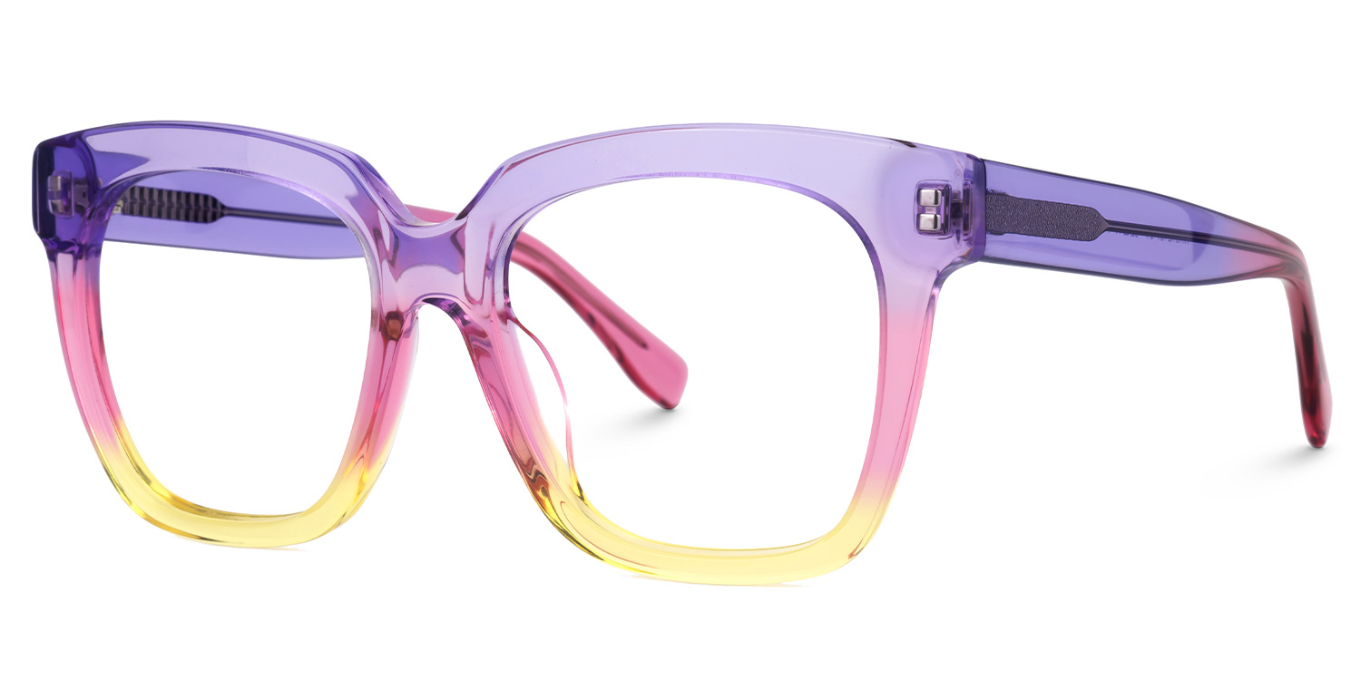 Xion Square Pink-Yellow Eyeglasses & Bright Frames1