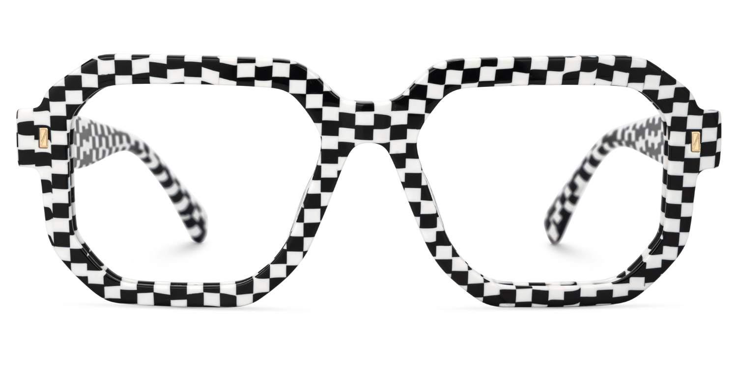 Joeann Black-White Geometric Designer Eyeglasses0