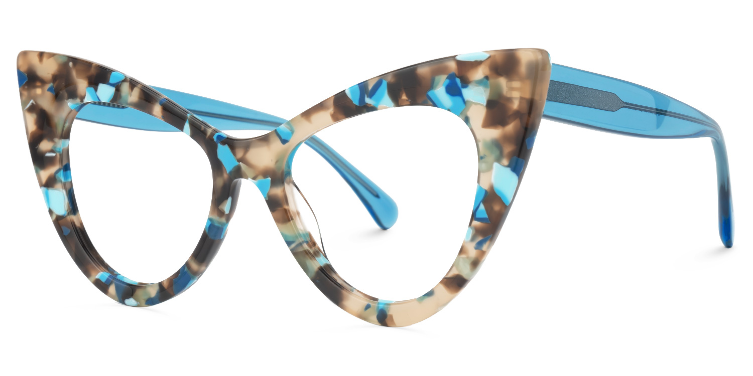 ZEELOOL Asbell Cateye Blue-Tortoise Glasses