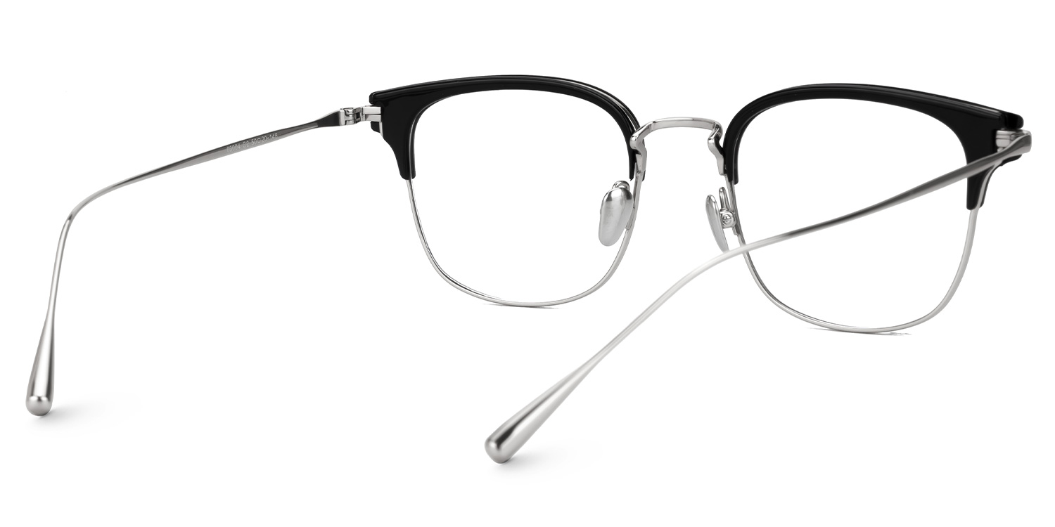 Mecca Silver Eyeglasses with Browline Shape | Zeelool Optical3