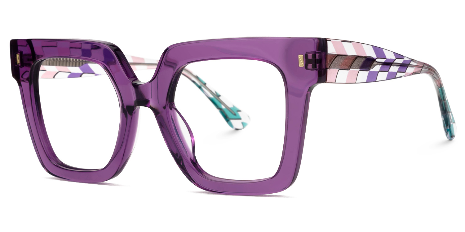 ZEELOOL Livena Square Purple Glasses