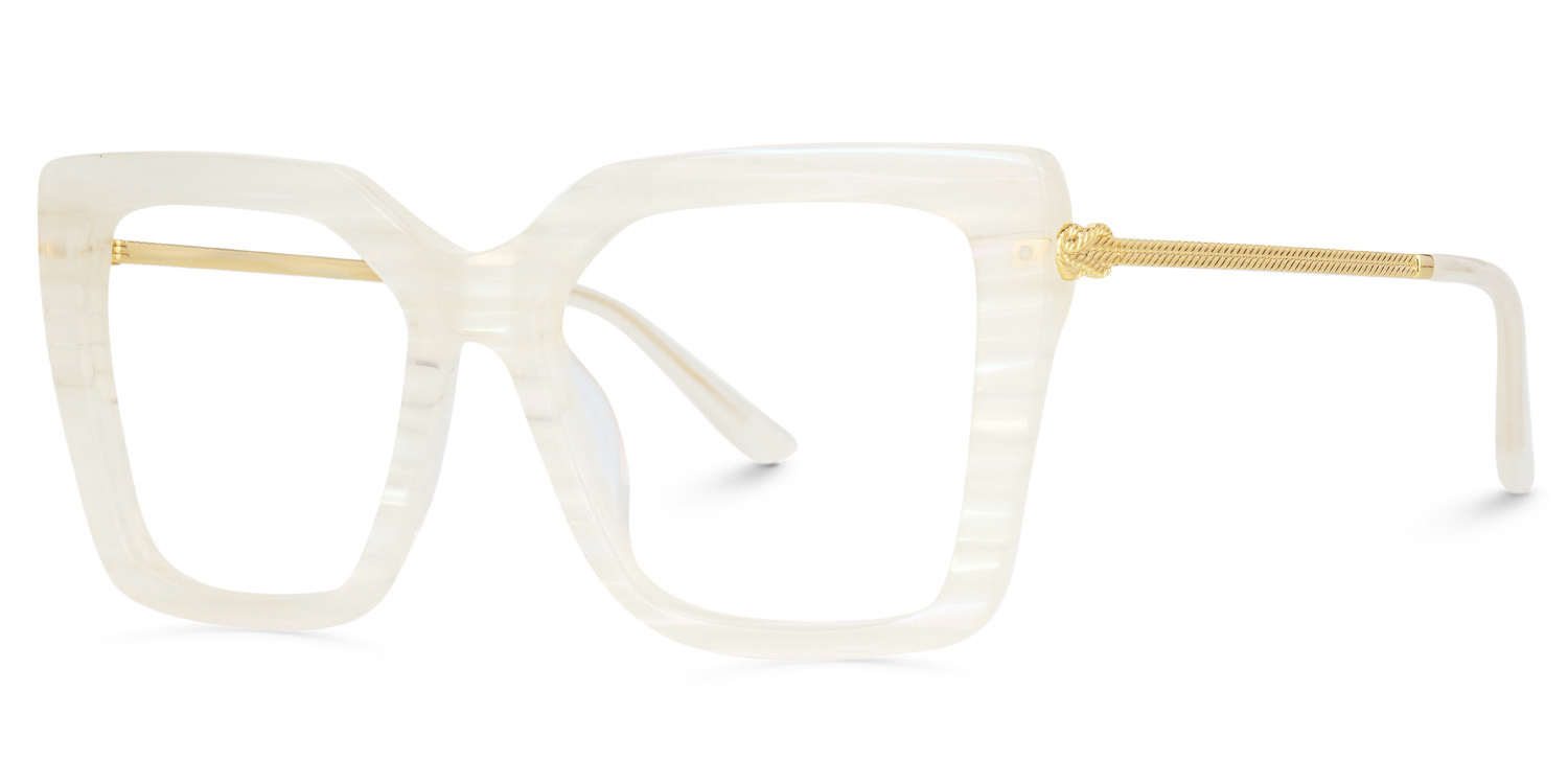 Flora Cream Frame Glasses with Square Style Online | Zeelool1