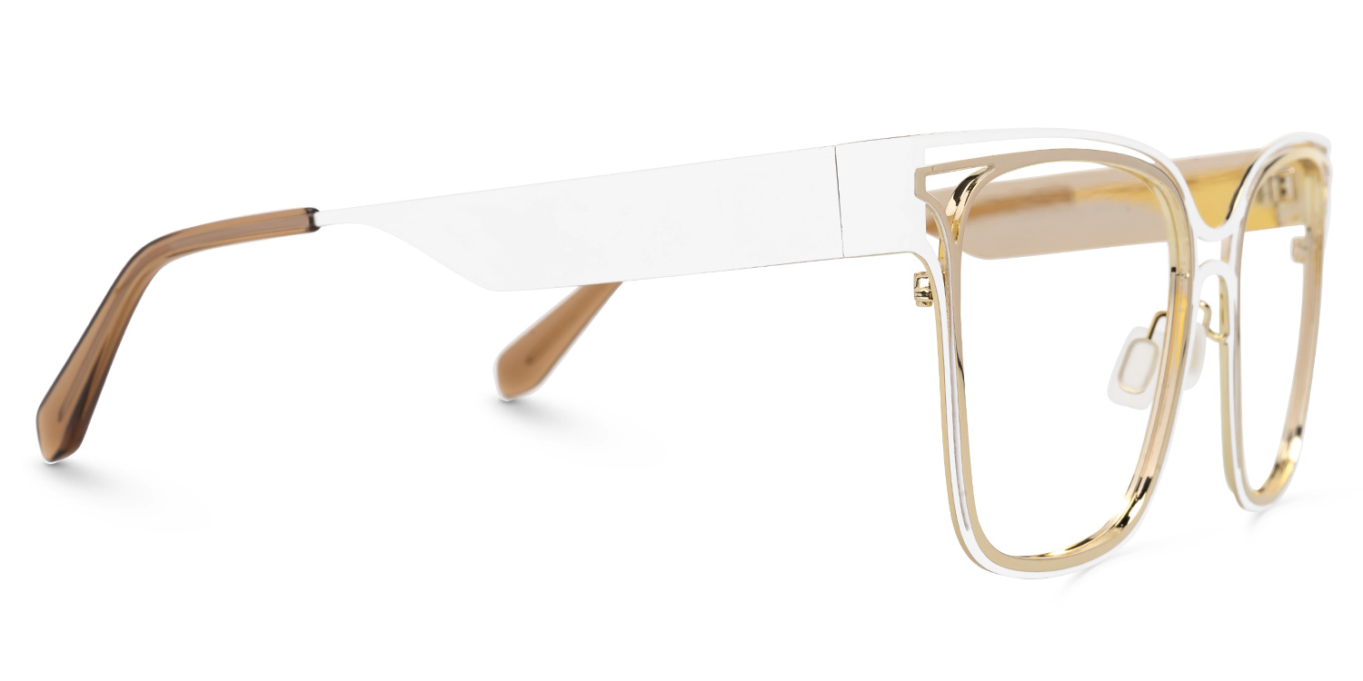 Square Dacarine White-Gold Glasses deals -Zeelool Glasses2