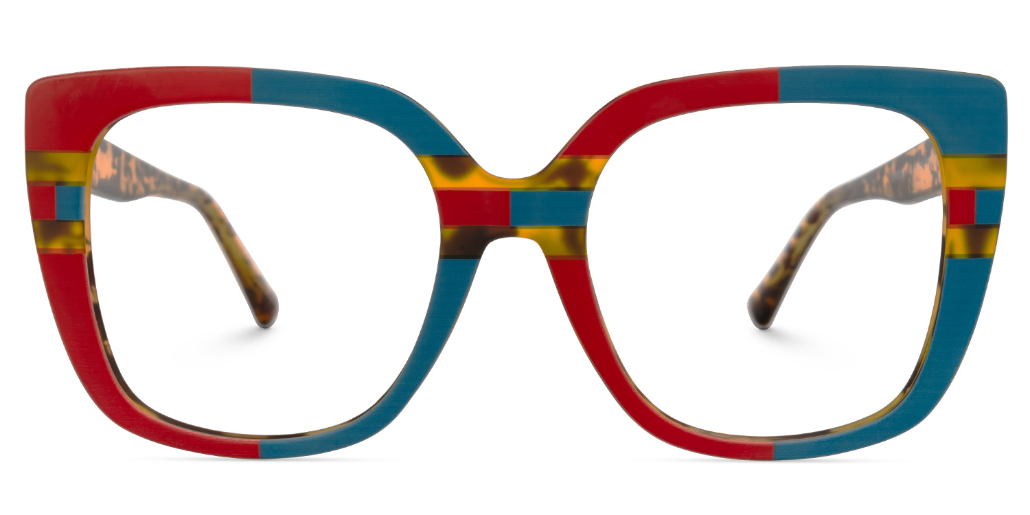 Brenda Square Blue-Red Glasses