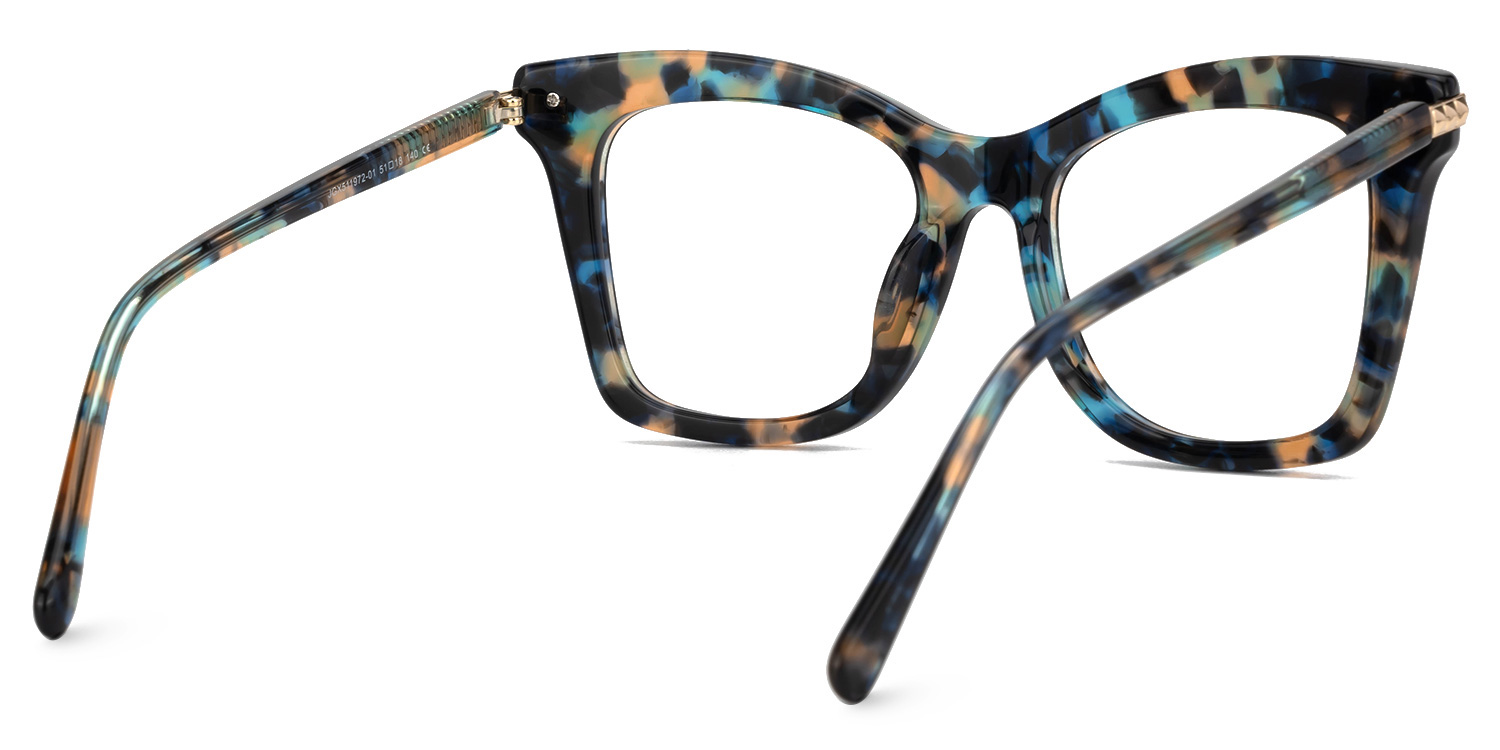 Alycia Designer Eyeglasses in Square Blue-Tortoise Frame3