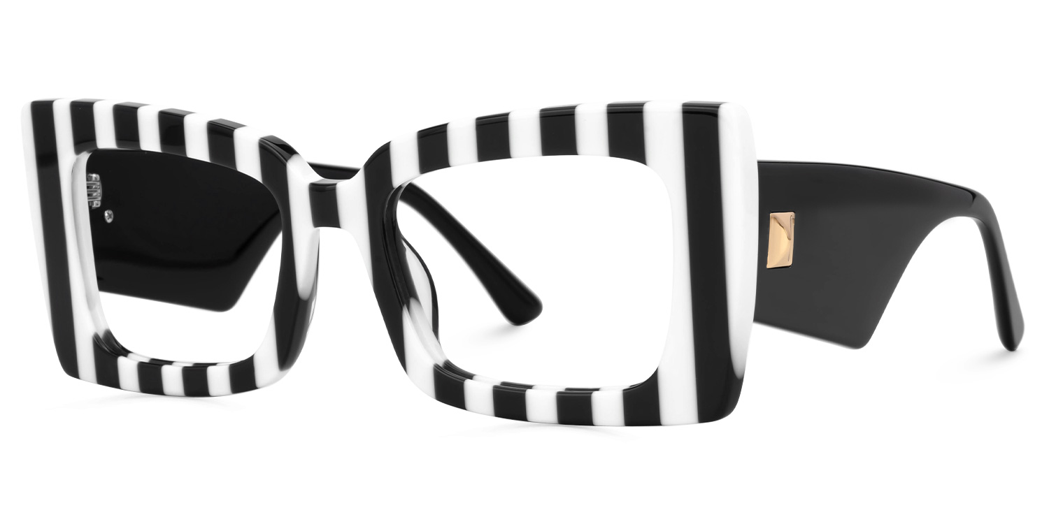 ZEELOOL Mitia Rectangle Zebra Print Black-White Glasses