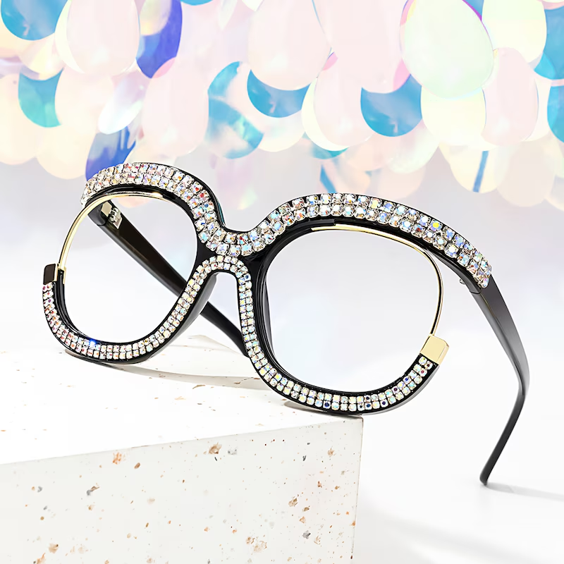 Veasley Square Multicolor Rhinestone Glasses4