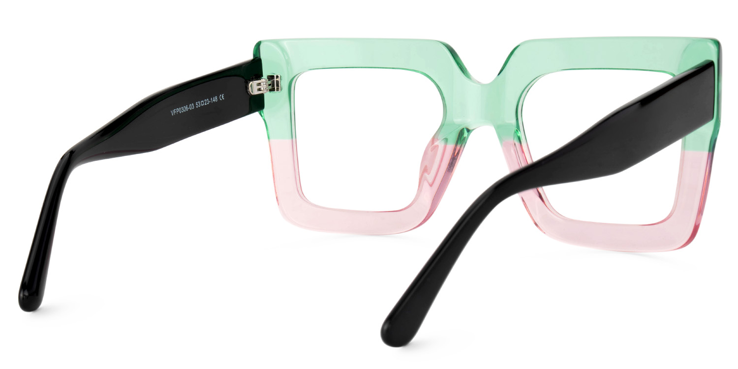 Brandon Square Green-Pink Eyeglasses and Oversized Frames3