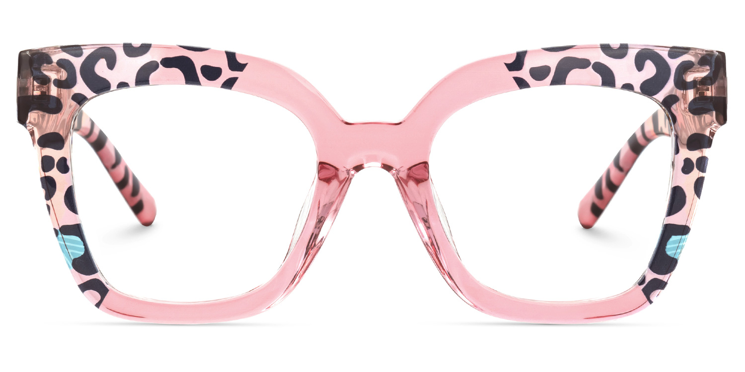 Malcolm -Square Pink Leopard Print Glasses for Women3