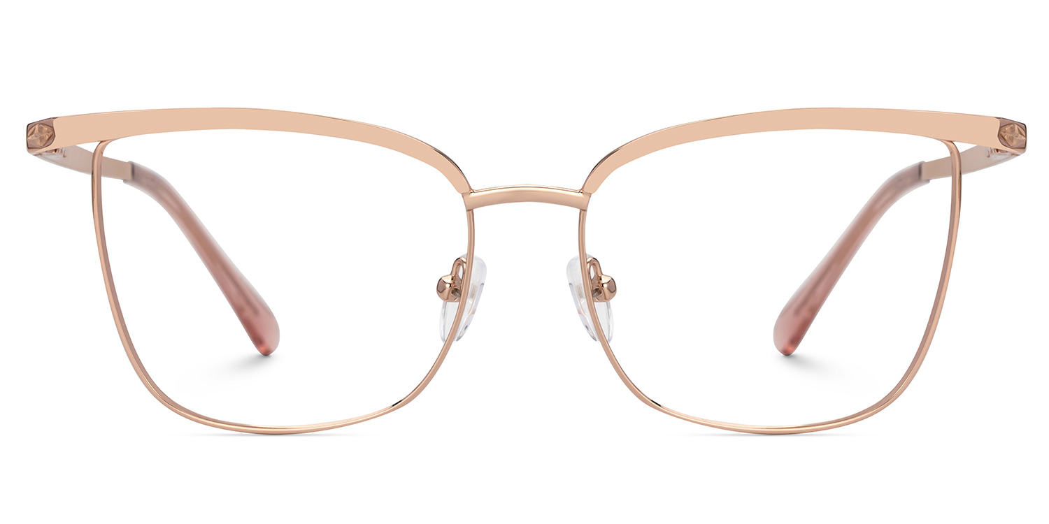 Beaty Metal Square Rose-Gold Frame Glasses | Zeelool0