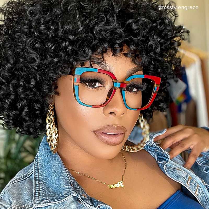 Brenda Square Blue-Red Glasses | Zeelool Glasses4