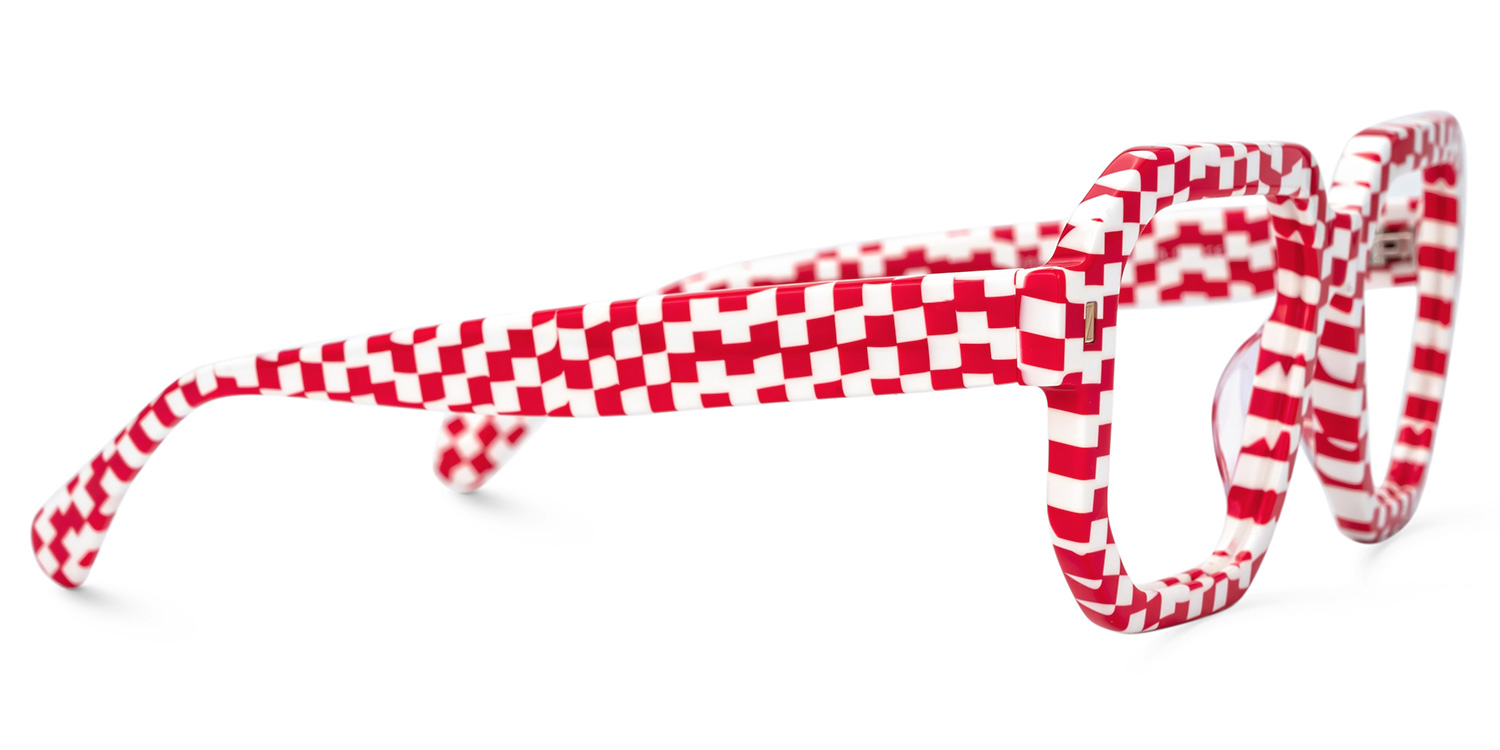 Joeann Red Geometric Designer Eyeglasses2