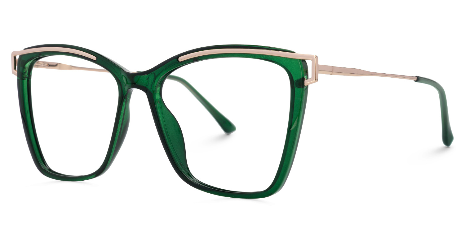 Krystle Square Green Eyeglasses and Thin Frames1