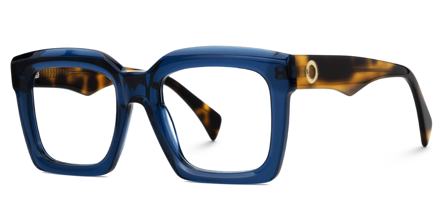Faridah Blue Fade Square Glasses with Tortoise Arms1