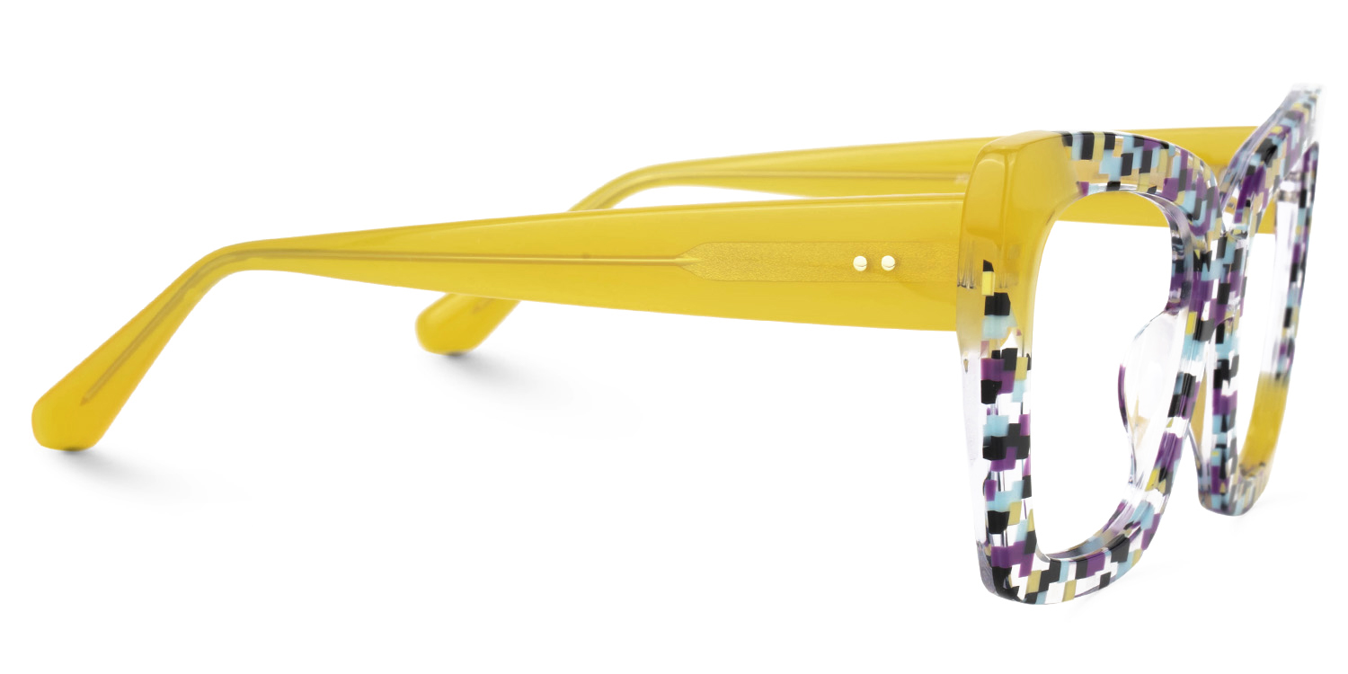 Females Square Vivian Multicolor Checkered Glasses | Zeelool2