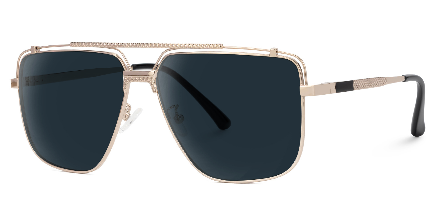 Arellano Metal Gold Frame Sunglasses with Aviator Shape | Zeelool1
