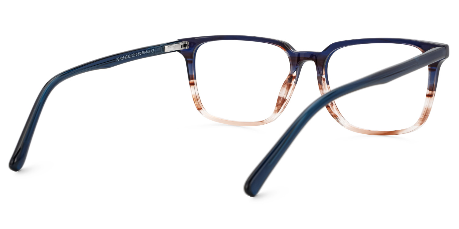 Barnhill Acetate Square Blue-Brown Frame Glasses | Zeelool3