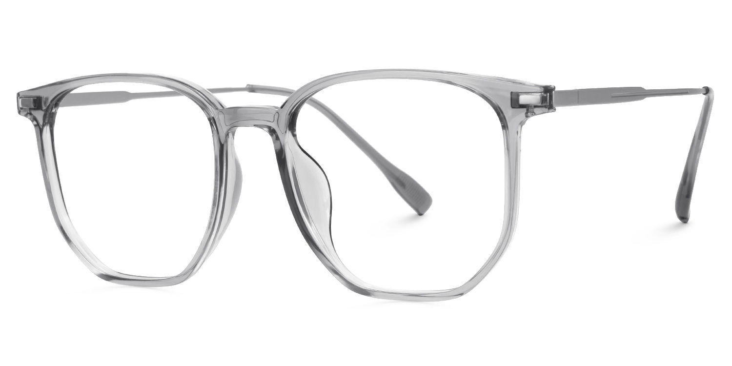 Bianca Mixed-Materials Geometric Gray Frame Glasses | Zeelool1