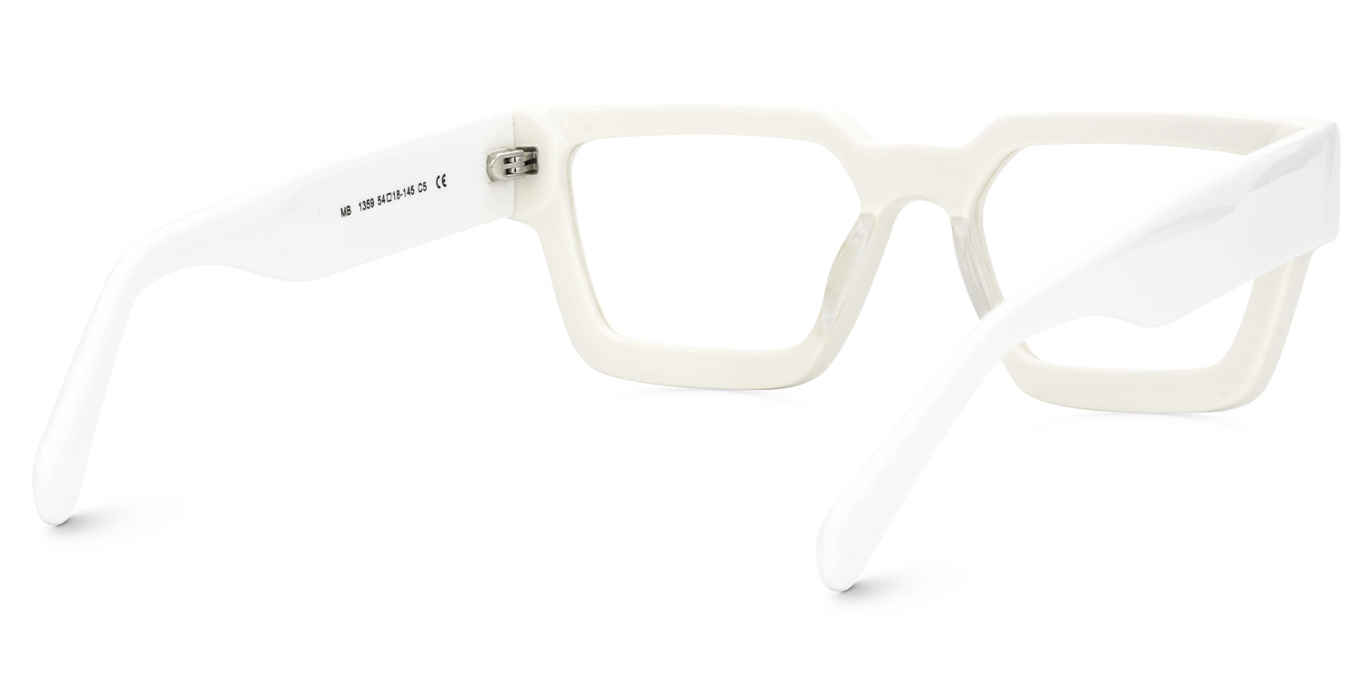 Gabriela Acetate Rectangle White Frame Glasses | Zeelool3