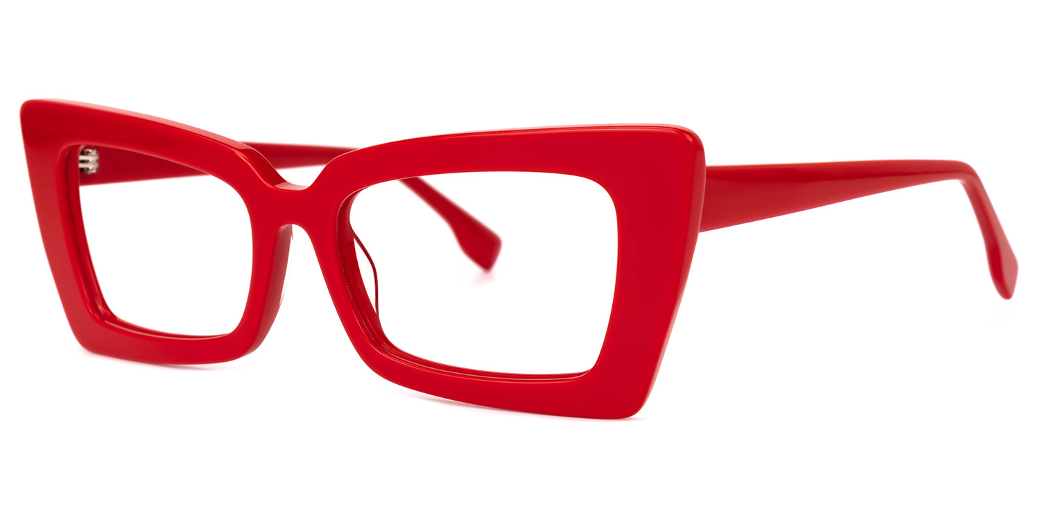 Newell Rectangle Red Eyeglasses with Wide Frames1