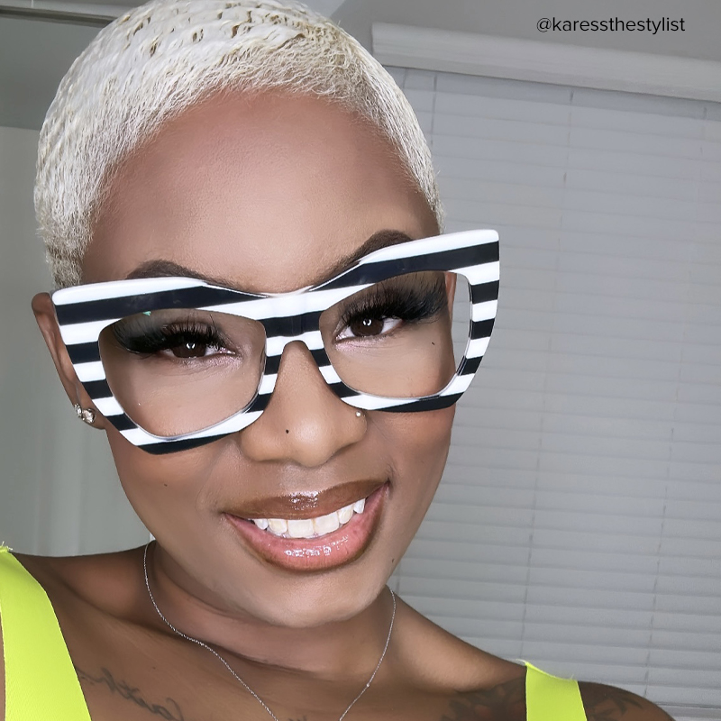 Bernita Geometric Eyeglasses and Black White Frames5