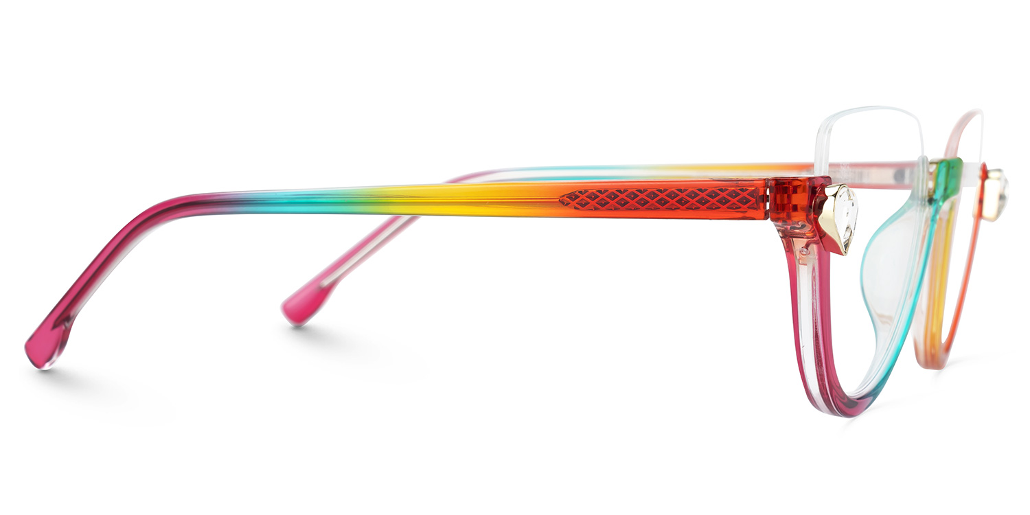 Felicia Cat-eye Crystal Multicolor Half Frame Glasses2