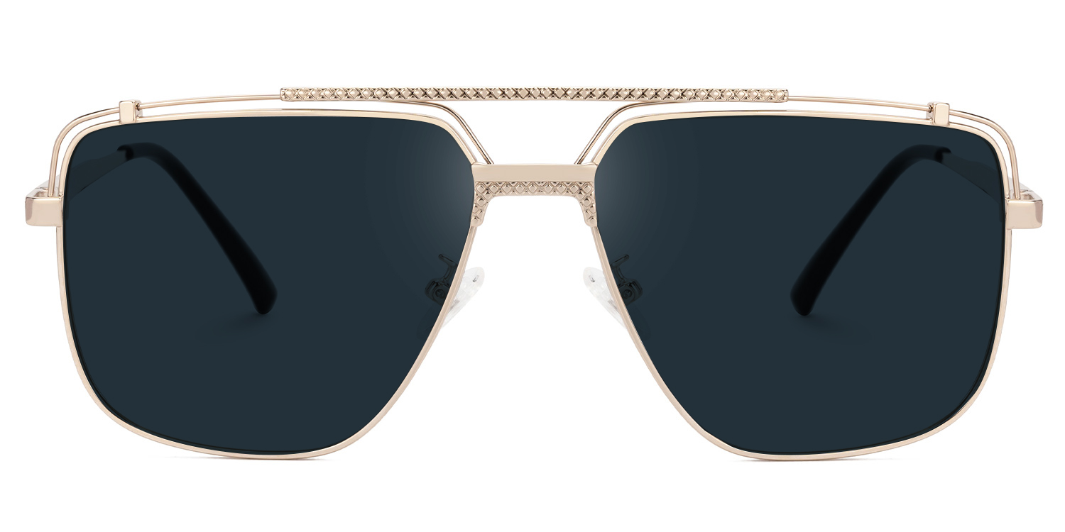 Arellano Metal Gold Frame Sunglasses with Aviator Shape | Zeelool0