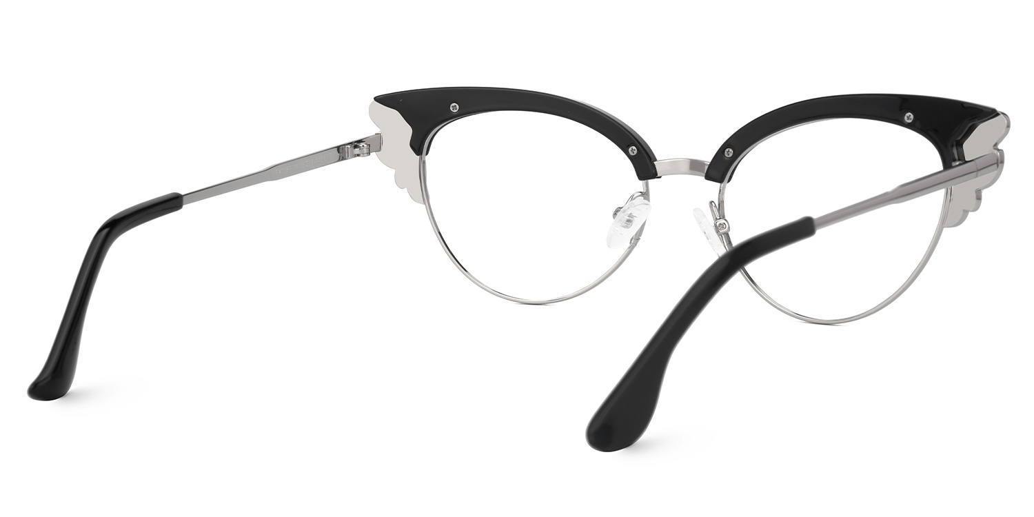 Hearn Cat Eye Black-Silver Glasses3